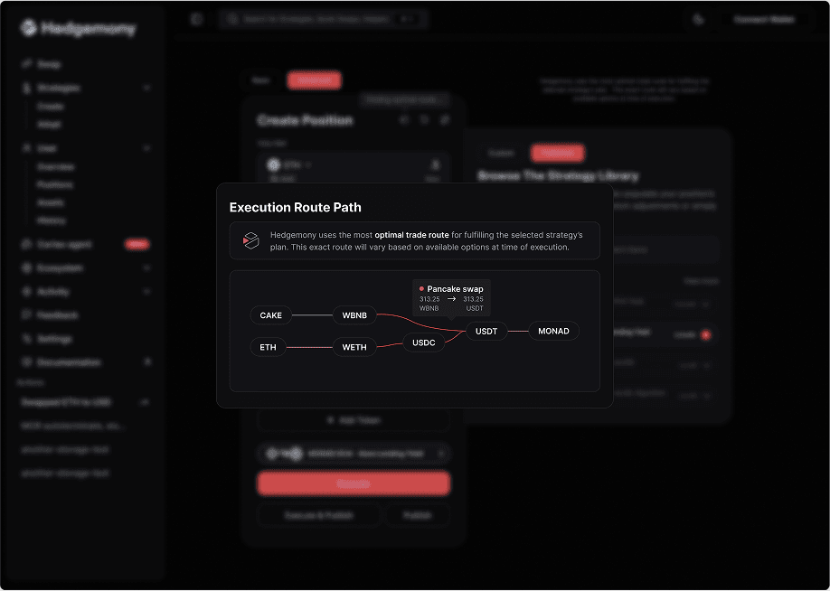 Execution route preview